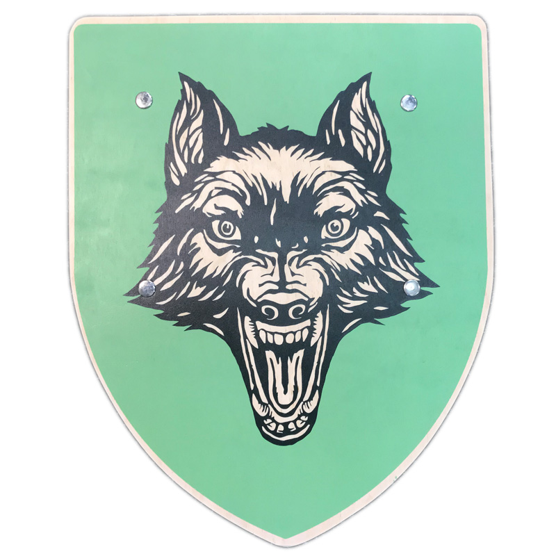 Holzkonig Schild mit Wolf