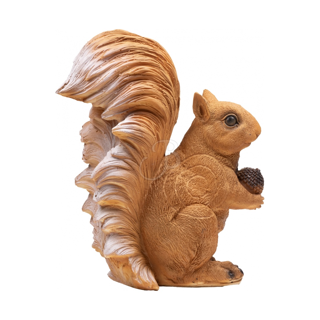 eekhoorn, acorn, kunststof beeld, tuinbeeld, bruin