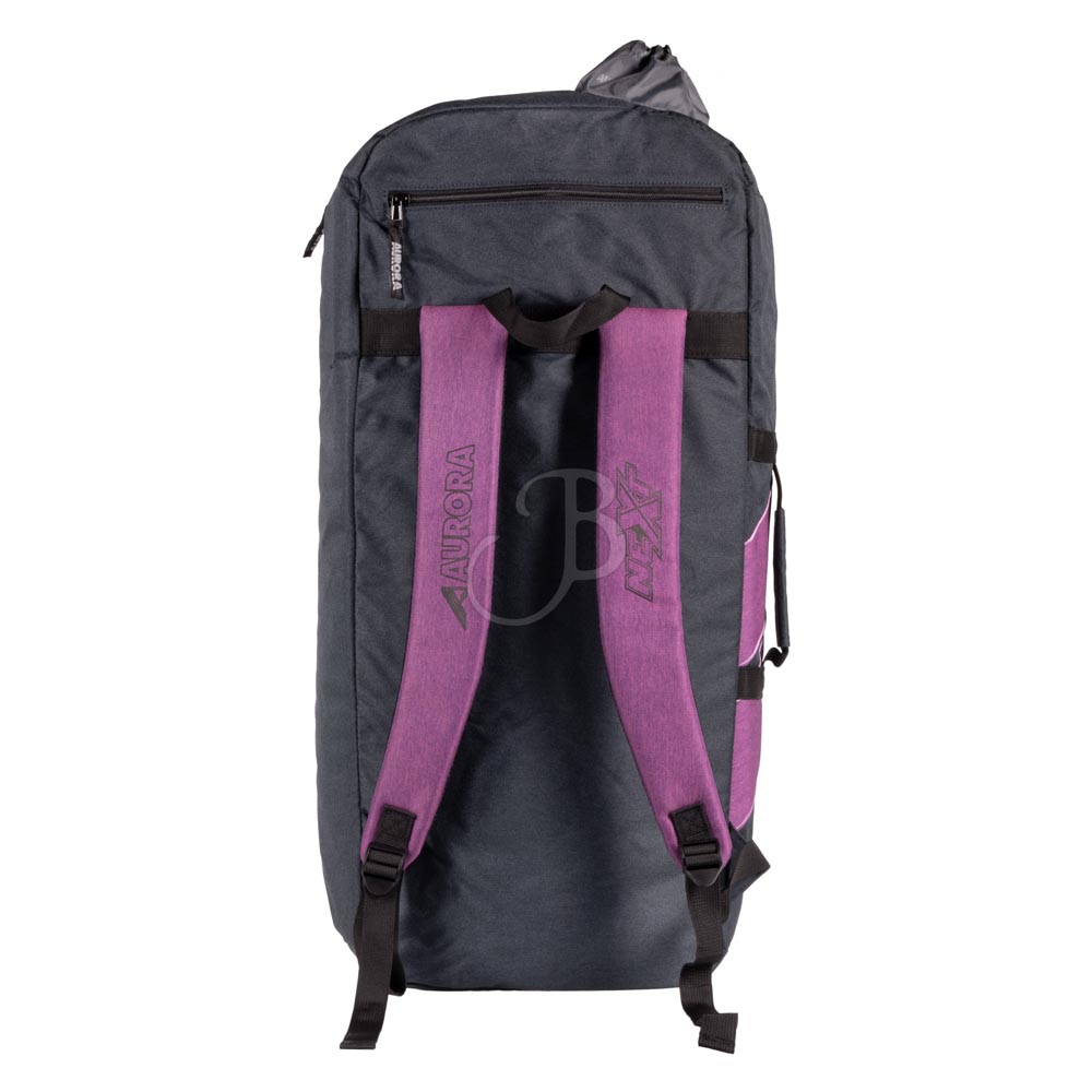 rugzak, backpack, grijze, paarse banden, draagriemen