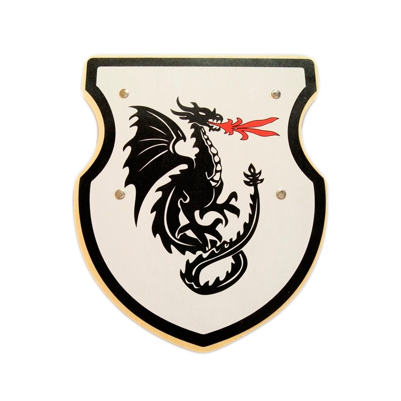 Holzkonig Schild mit flammenwerfendem Drachen groß