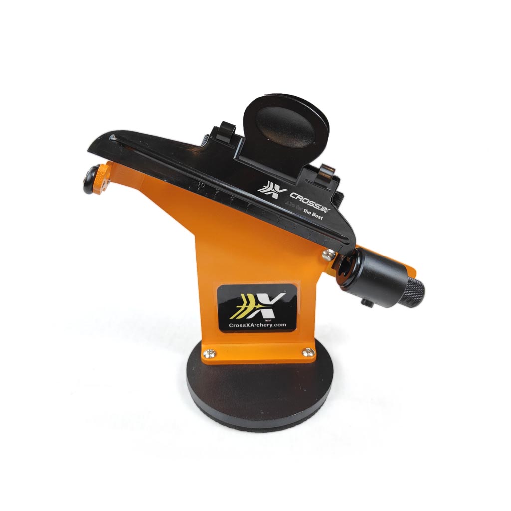 archery tool, sight mounting, orange stand, adjustable clamp, compact base