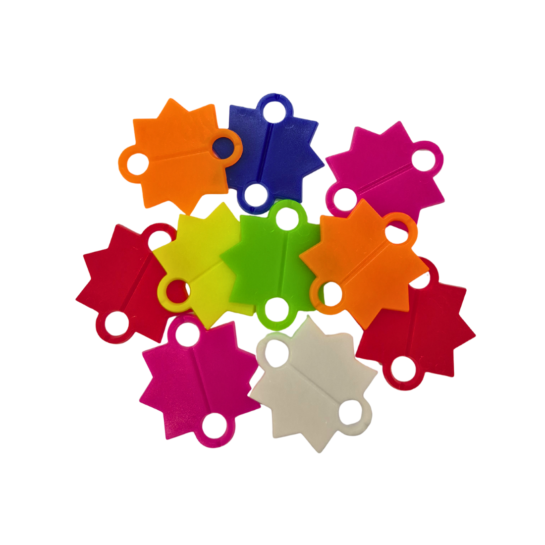 fidget, kralen, plastic vormen, regenboog kleuren, clip-on tag